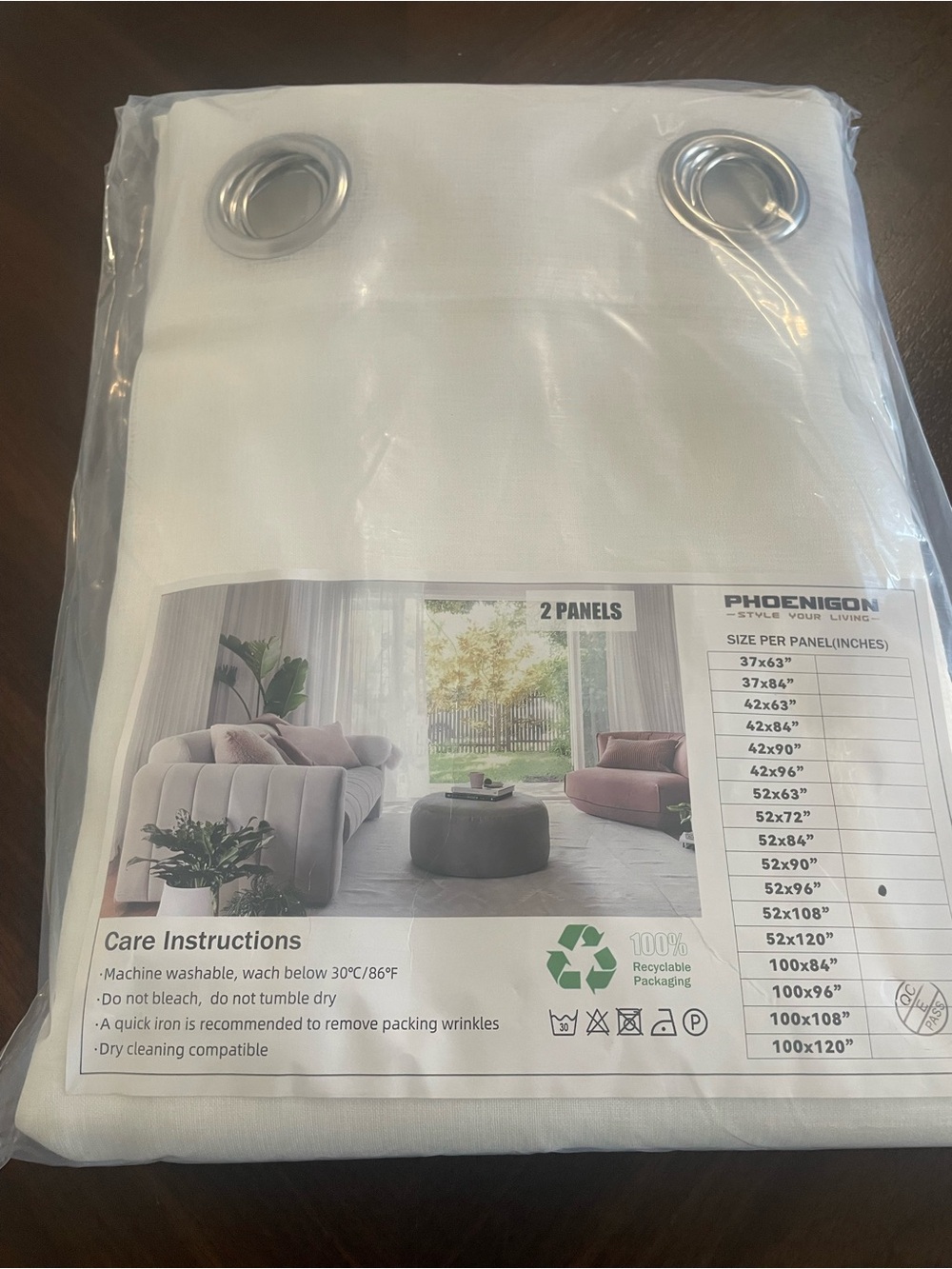 Phoenigon White Grommet Curtain Panels - Set of 2